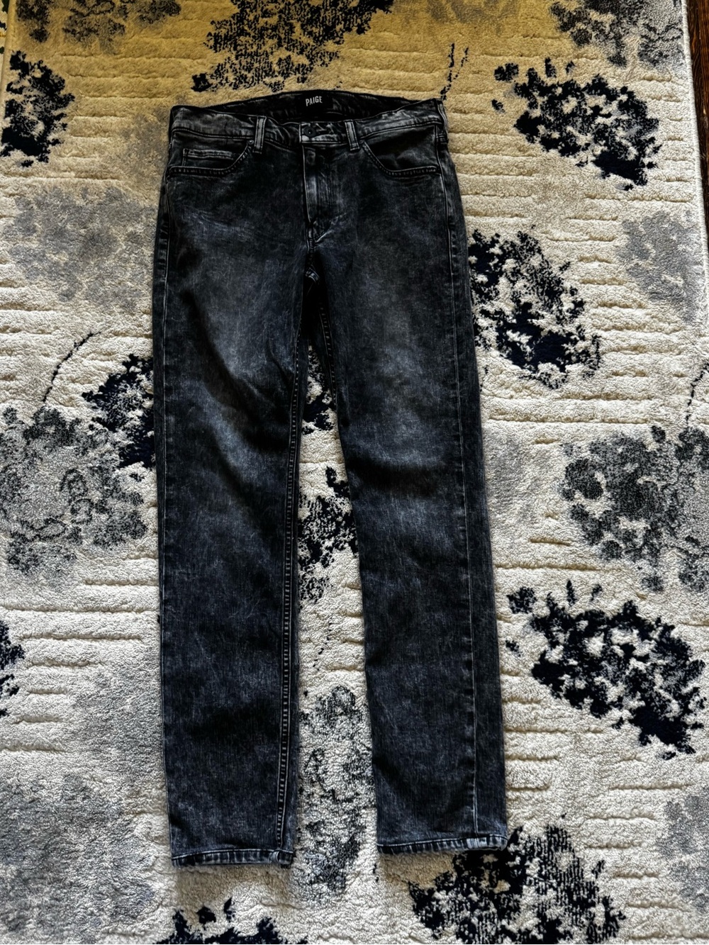 PAIGE Women’s Black Acid-Wash Slim Straight Jeans